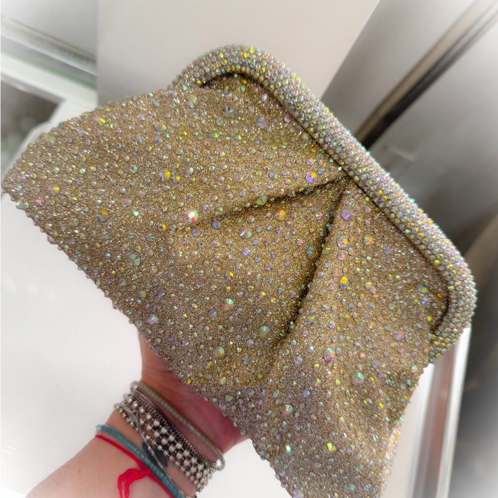 Elegant Sparkly Gold/AB Crystal Clutch Bag